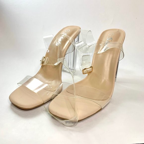 Sheln Clear Chunky Heeled Buckle Strapped Sandals - Picture 5 of 11